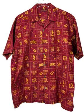 USC Trojans Hawaiian Button Up Shirt Men's Size XL
